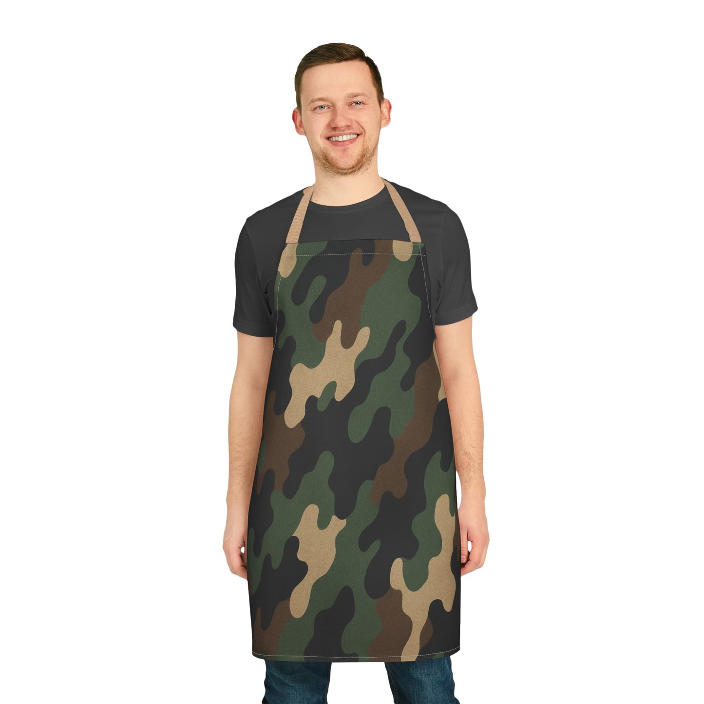 Camo Kitchen Apron, Cooking Gift for Him or Her, BBQ Apron with 5-Color Straps
