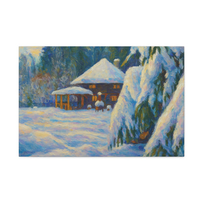 Winter Landscape Canvas Wall Art, Cozy Home Decor, Christmas Gift, Seasonal Artwork, Impressionist Style - TRV