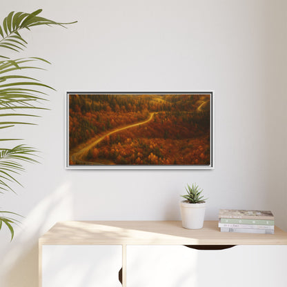 Autumn Landscape Framed Canvas Art, Cozy Home Decor, Warm Fall Vibes, Gift for Nature Lovers, Perfect for Thanksgiving - TRV