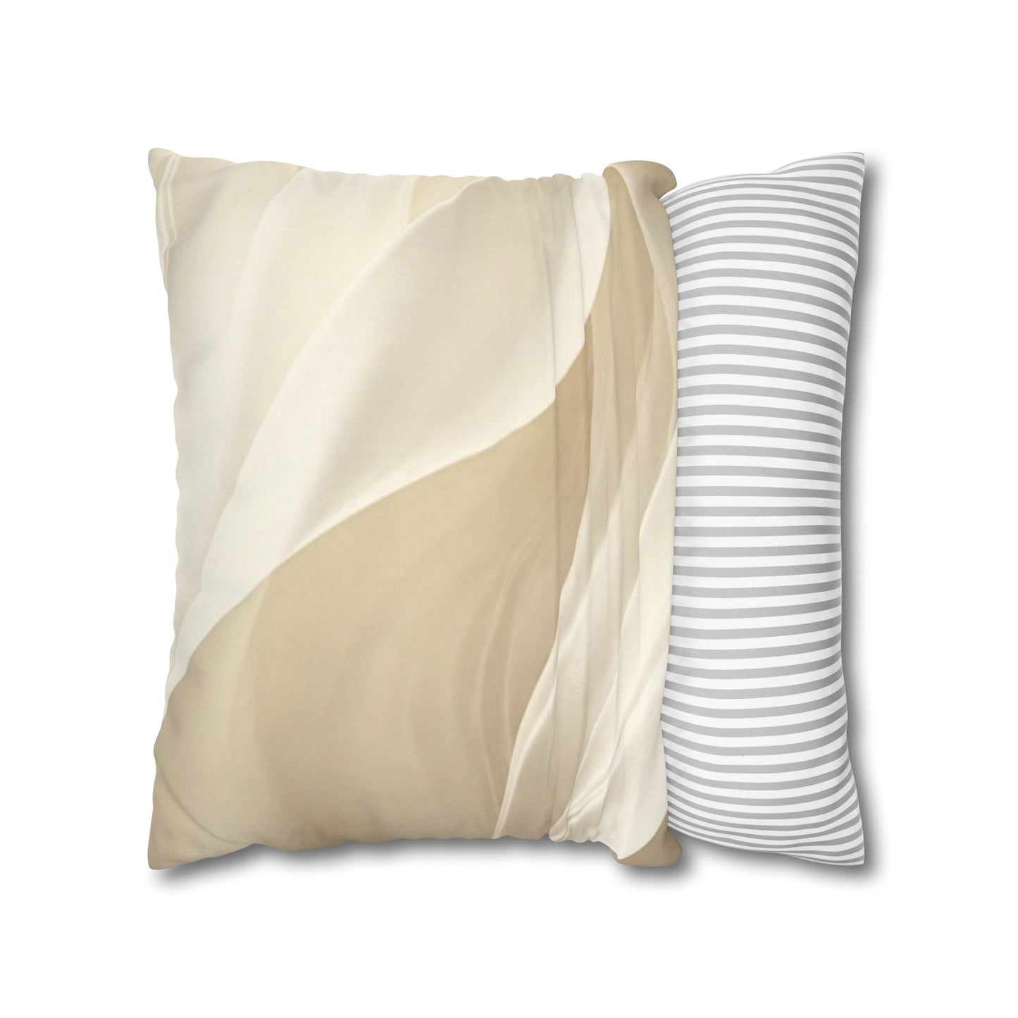 Beige Abstract Wave Pillowcase | Faux Suede Square Pillow Cover