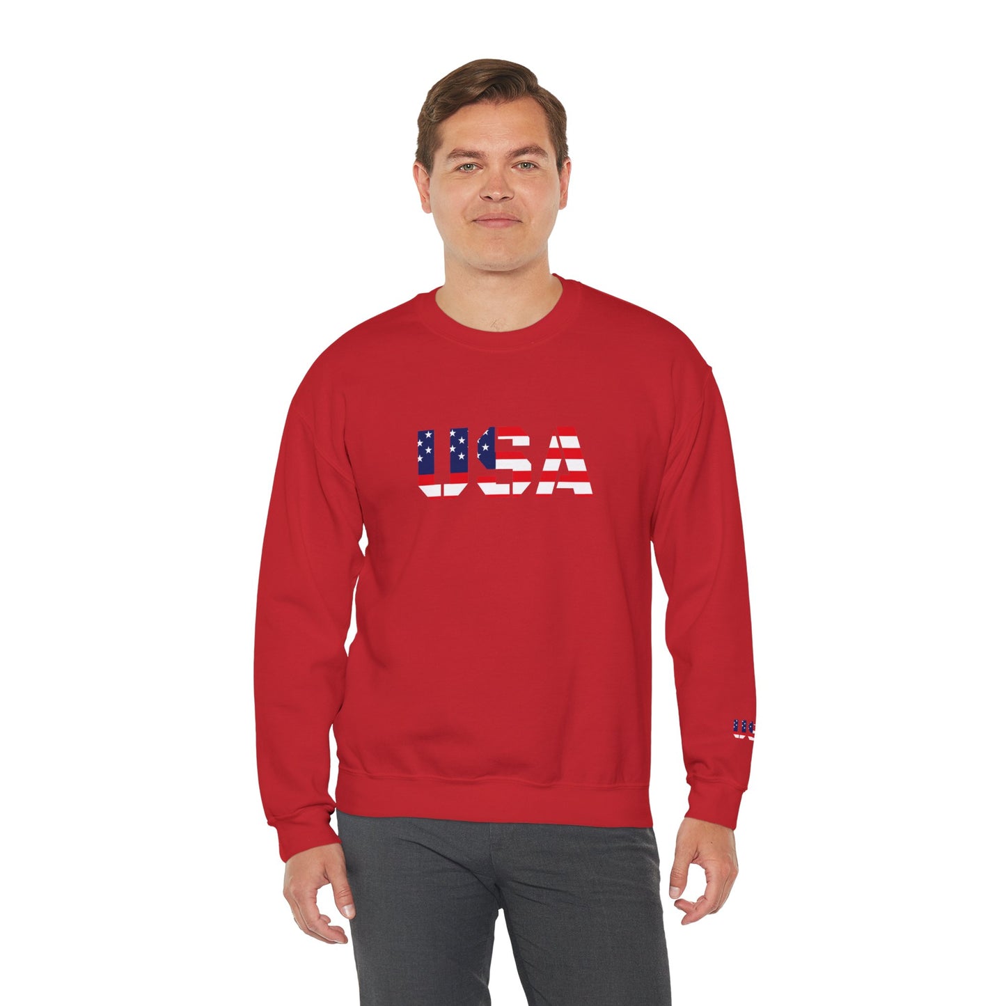 USA Flag Unisex Crewneck Sweatshirt, Cozy Apparel, Casual Wear, Independence Day Gift, Americana Style