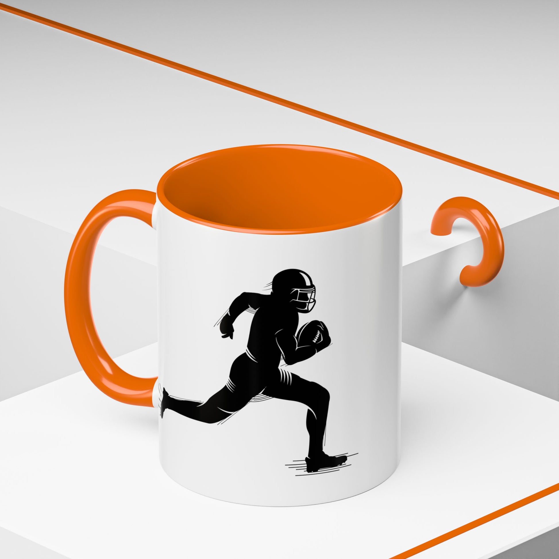 Football Player Themed Accent Coffee Mug, Sports Fan Gift, Unique Mug for Athletes, Coffee Lover, Game Day Essential - TRV