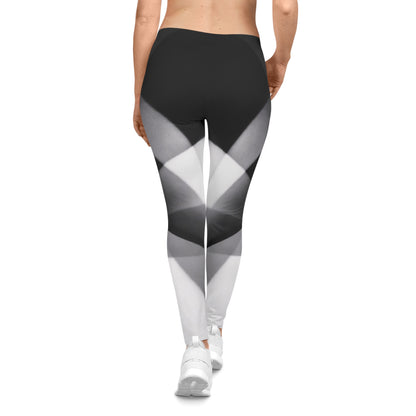 Monochrome Geometric Pattern Leggings | Black White Abstract Symmetry