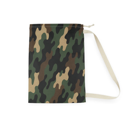 Green Camo Pattern Laundry Bag | Camouflage Sling Wash Bag - TRV