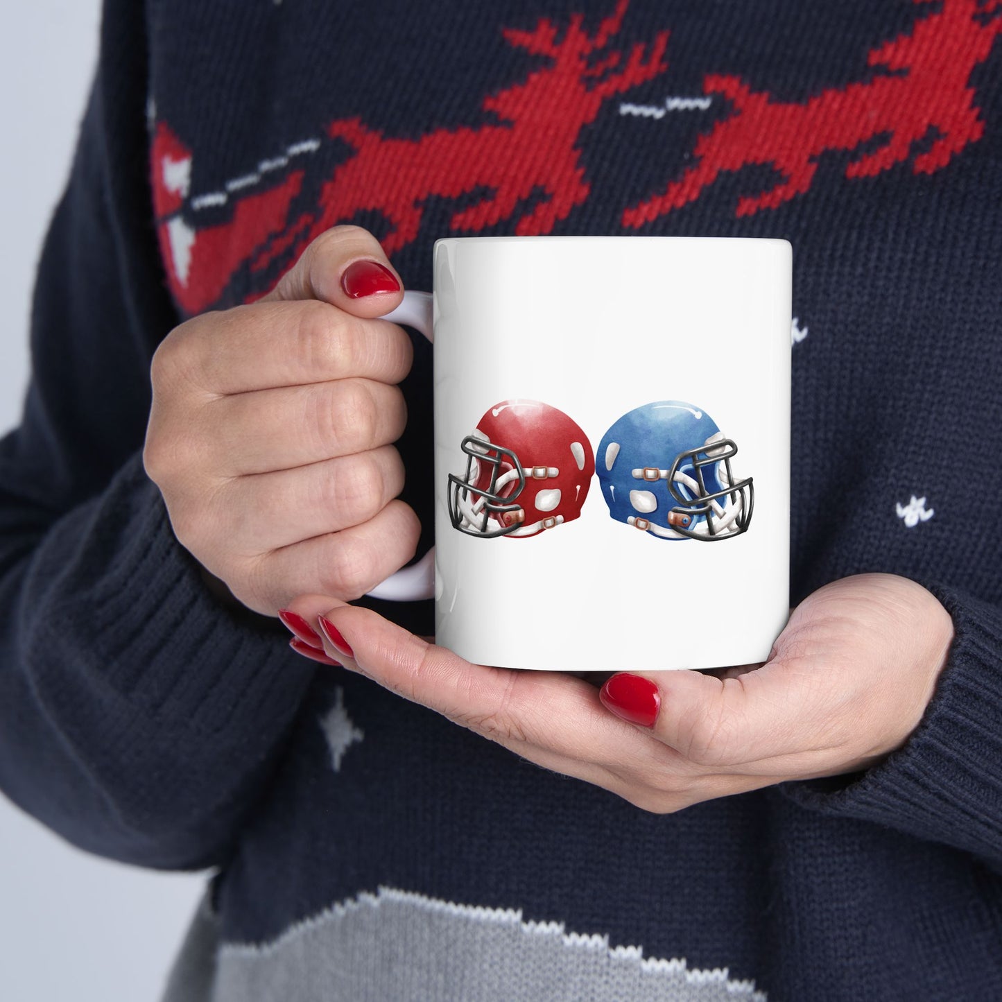 Football Fan Ceramic Mug | 11oz, 15oz | Perfect for Game Day, Sports Enthusiasts, Gifts, Tailgating, Team Celebration - TRV