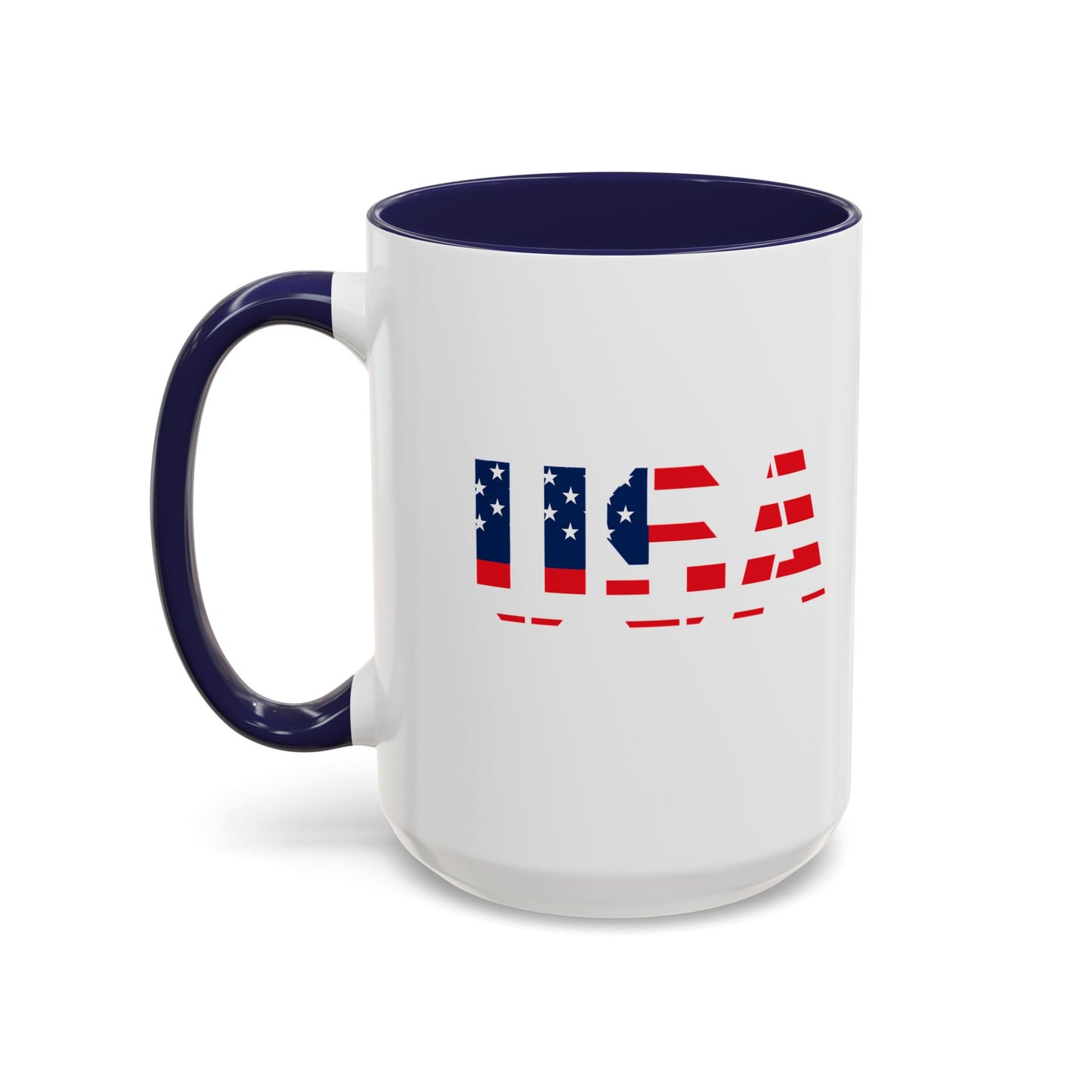 USA Flag Accent Coffee Mug — Patriotic 11/15oz Ceramic Coffee Cup