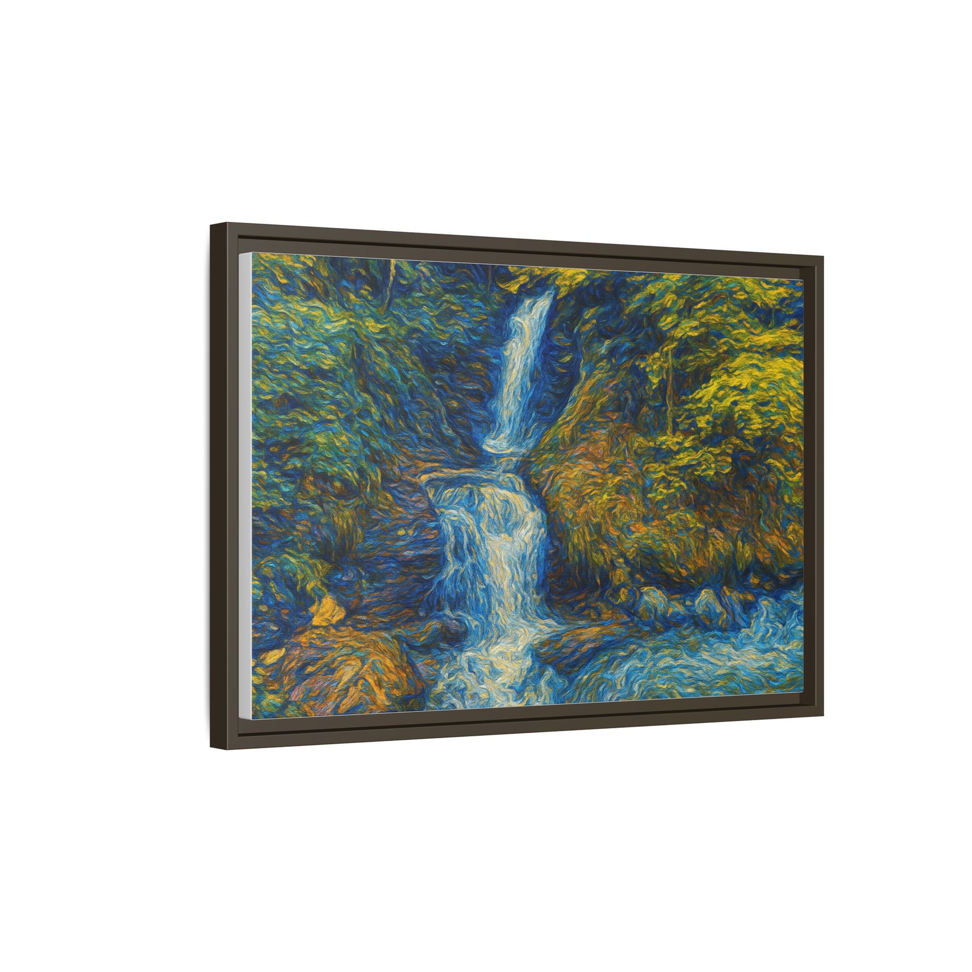 Framed Canvas Art, Majestic Van Gogh Style Waterfall Landscape Wall Decor, Nature Lover Gift, Home Office Artwork, Living Room Decoration - TRV