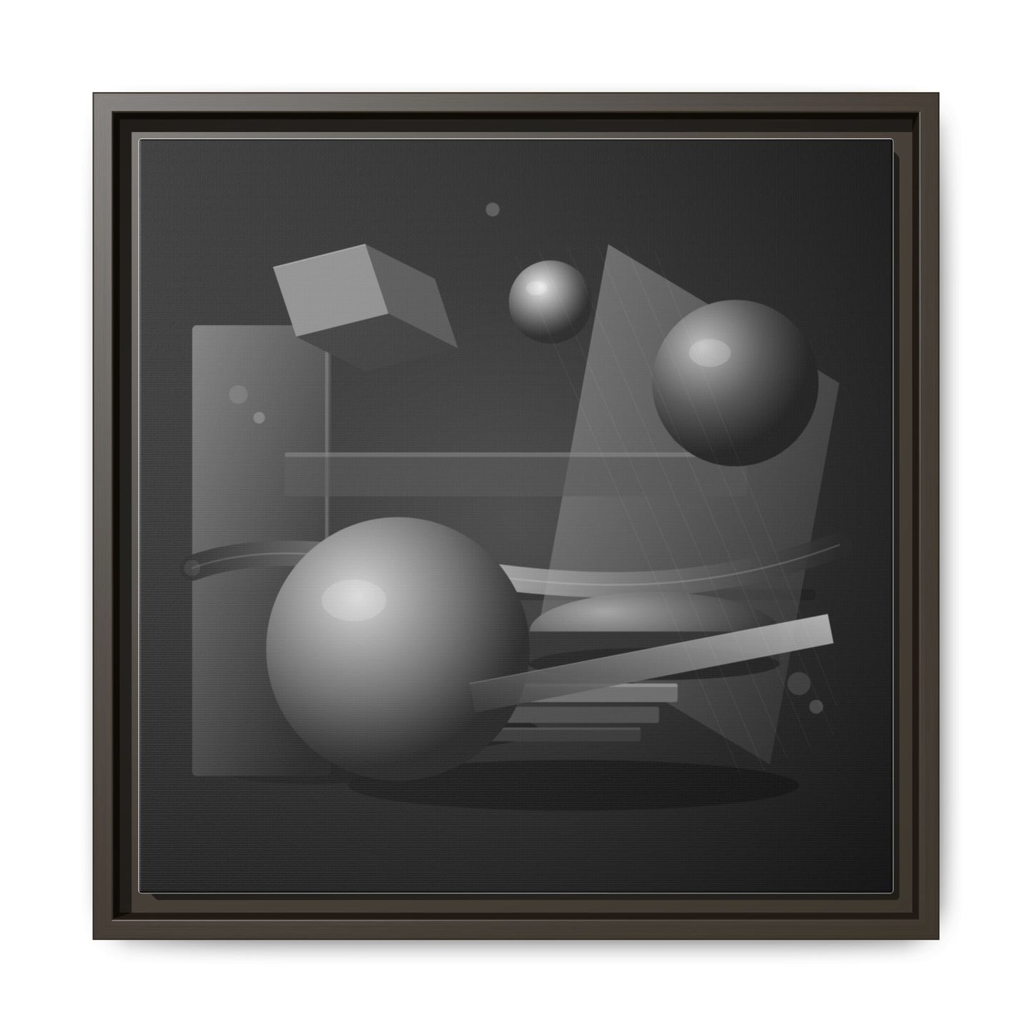 Monochrome Geometric Spheres Canvas Framed Wall Art | Matte Print