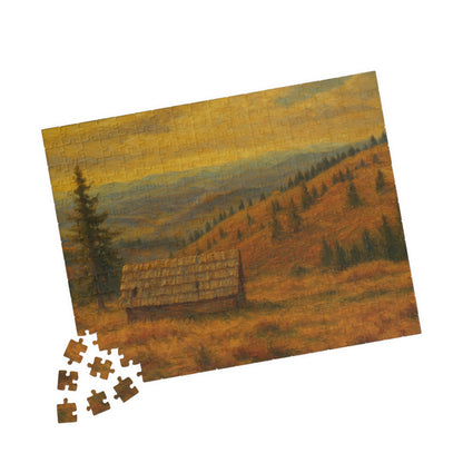 Autumn Mountain Cabin Puzzle 520-piece | Landscape Jigsaw - TRV