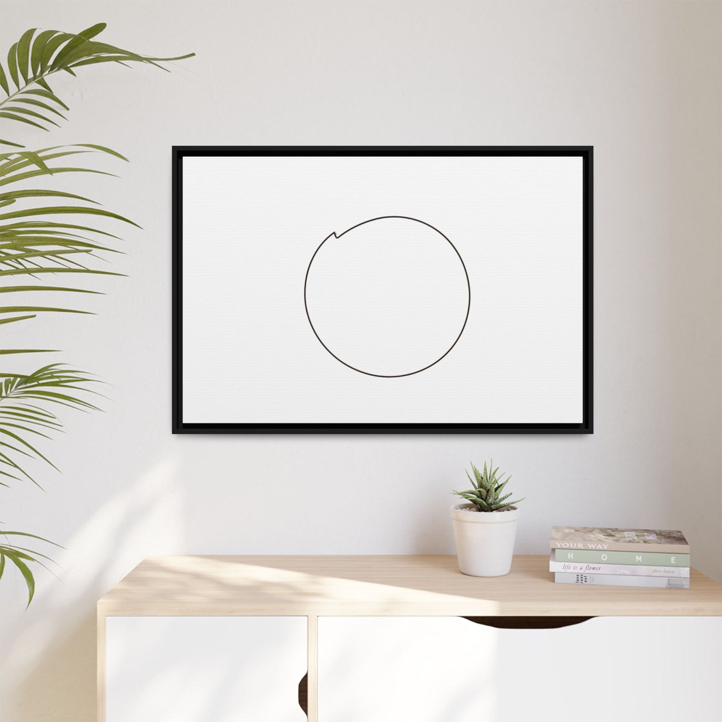 Minimal Circle Line Matte Canvas Framed | Modern Abstract Wall Art