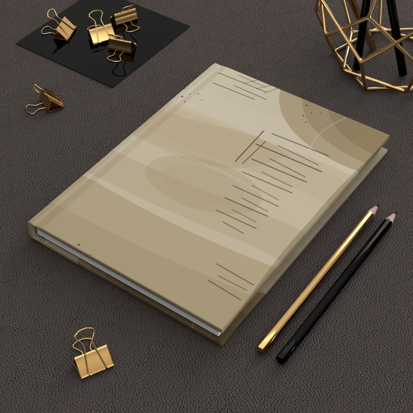 Neutral Abstract Lines Hardcover Journal | Minimal Beige Notebook - TRV