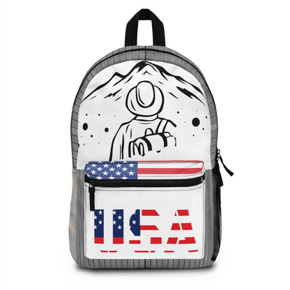USA Flag Backpack, Adventure Lover Travel Bag, School Bookbag, Space Enthusiast Rucksack, Patriotic Knapsack - TRV