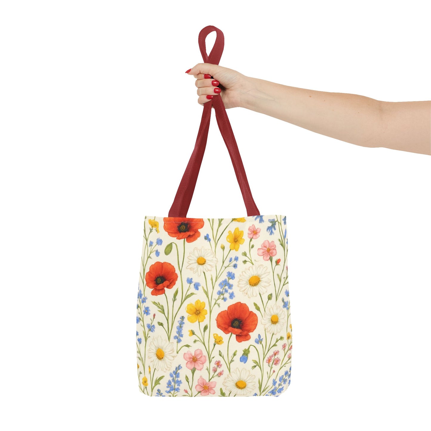 Wildflower Poppy Print Tote Bag | Floral All-Over Pattern