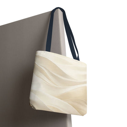 Cream Abstract Waves Tote Bag | Neutral Swirl Pattern
