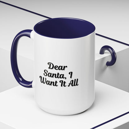 Dear Santa Accent Coffee Mug - Fun Holiday Mug for Christmas Enthusiasts
