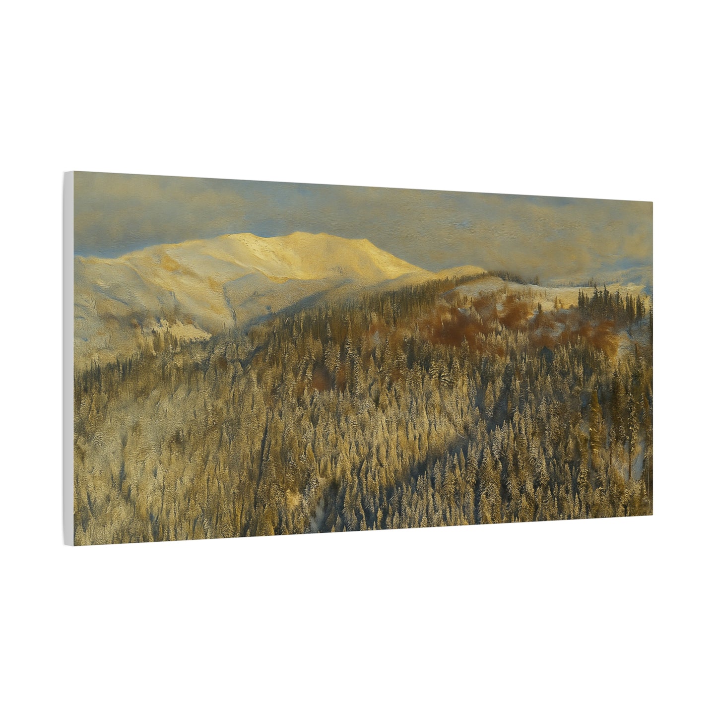 Mountain Serenity Stretched Canvas Art, Winter Landscape Wall Decor, Nature Print for Home, Gift for Nature Lovers, Cozy Interior Accent