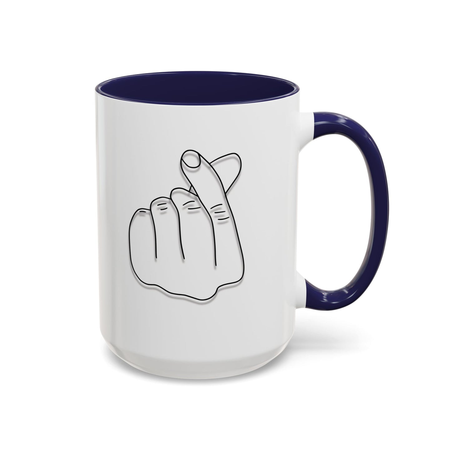 K-Pop Accent Mug - Love Gesture Design (11oz, 15oz), Korean Pop Coffee Cup, K-Pop Lover Gift, Cute Drinkware, Unique Mug