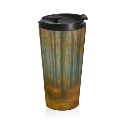 Misty Autumn Forest Stainless Steel Travel Mug | Fall Trees Landscape - TRV