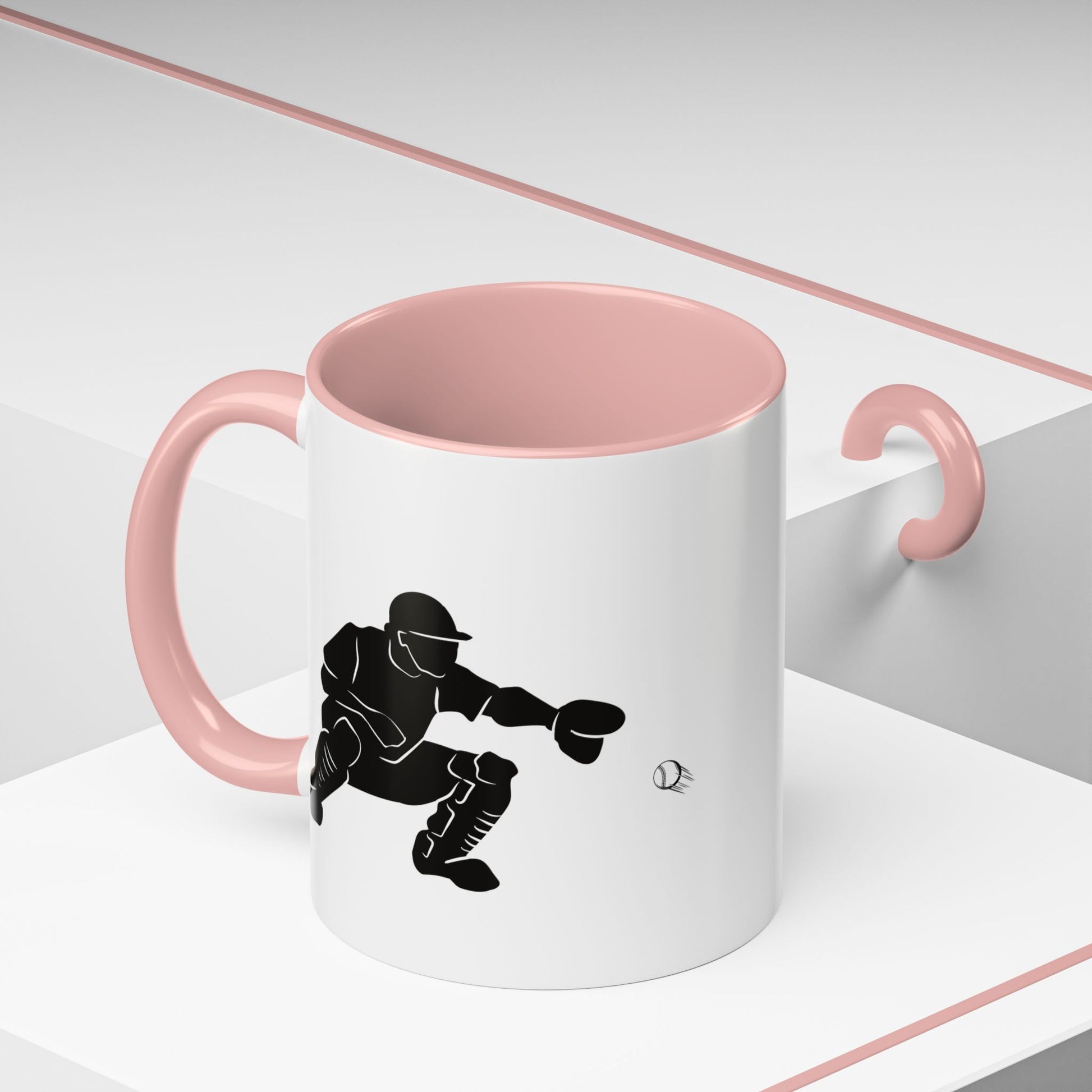 Baseball Catcher Coffee Mug, Sports Gift for Coaches, Black Accent Mug for Fans, Perfect for Birthdays & Celebrations, Unique Cup - TRV