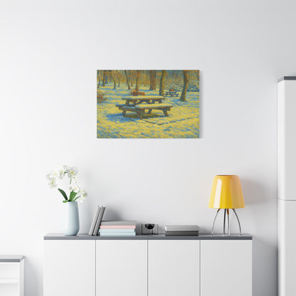 Winter Picnic Canvas Art Print, Cozy Home Decor, Seasonal Wall Art, Nature-Inspired Artwork, Perfect for Holidays - TRV