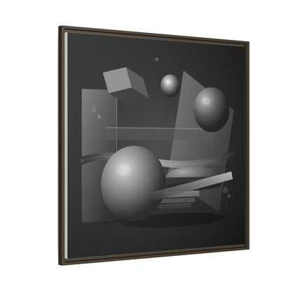Monochrome Geometric Spheres Canvas Framed Wall Art | Matte Print