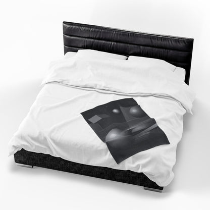 3D Geometric Spheres Velveteen Plush Blanket | Abstract Cube & Sphere Design