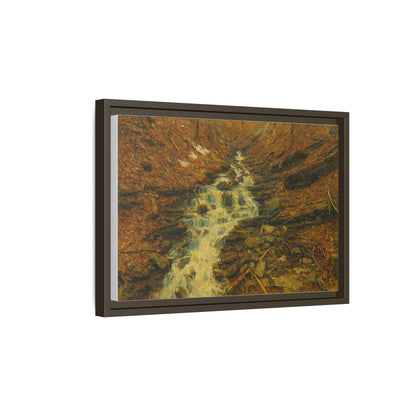 Serene Abstract Nature Canvas Art, Framed Wall Decor, Rustic Home Accent, Earthy Tone Artwork, Tranquil River Scene - TRV