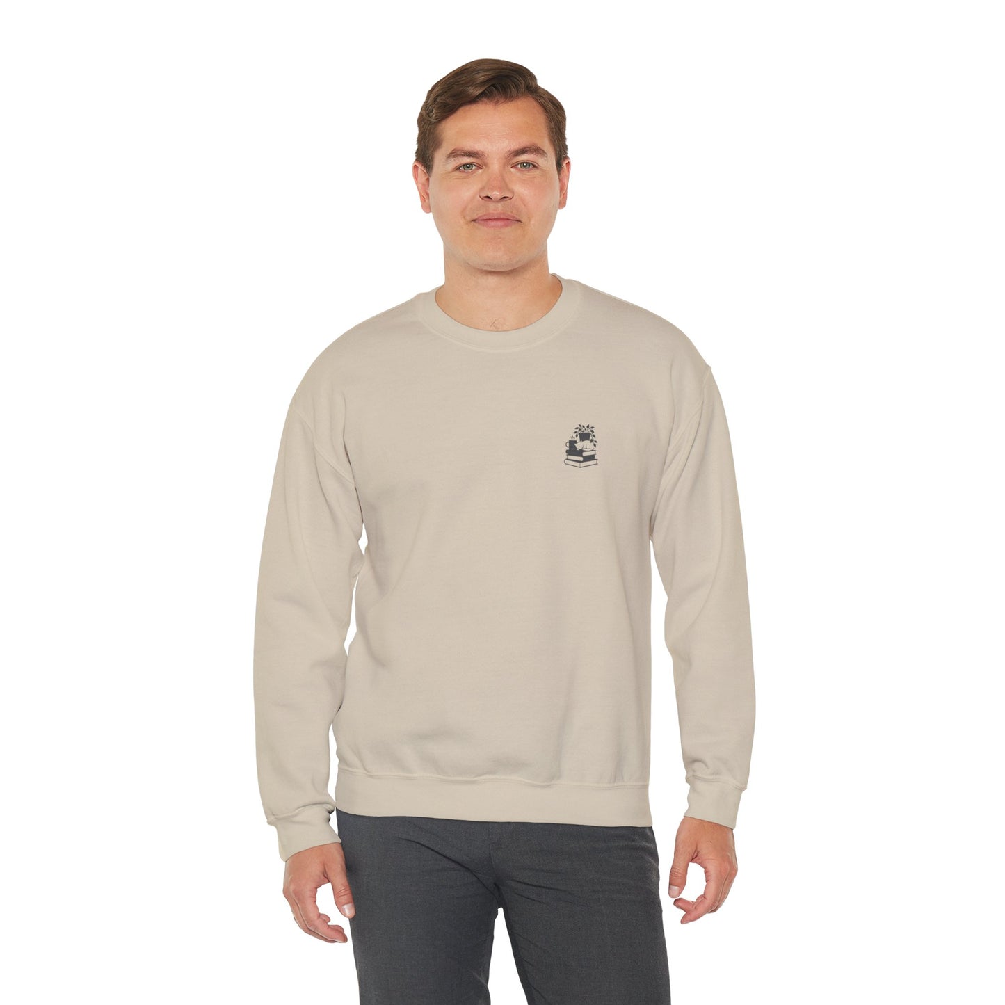 Stack of Books with Mug and Plant Sweatshirt | Cozy Reading Crewneck