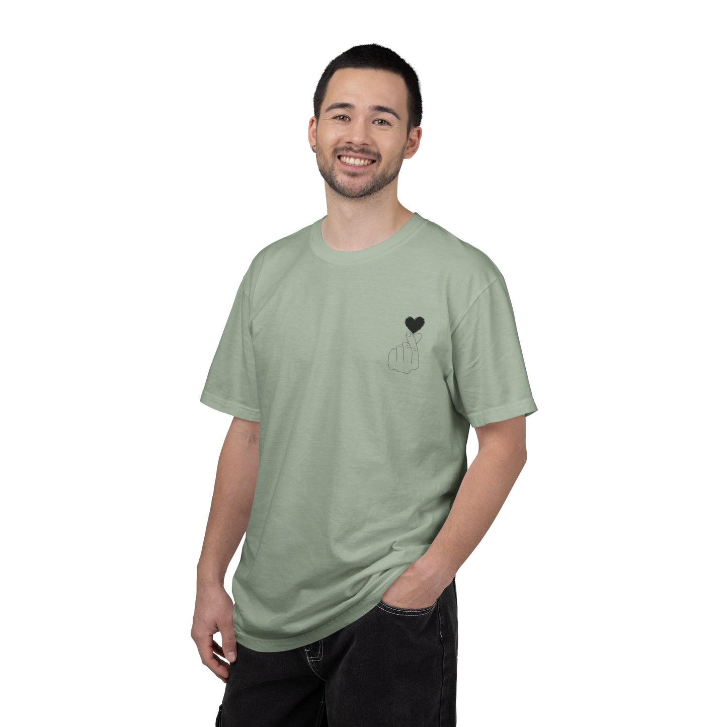 Unisex Garment-Dyed T-Shirt with Heart Design | Casual Trendy Wear for All Occasions