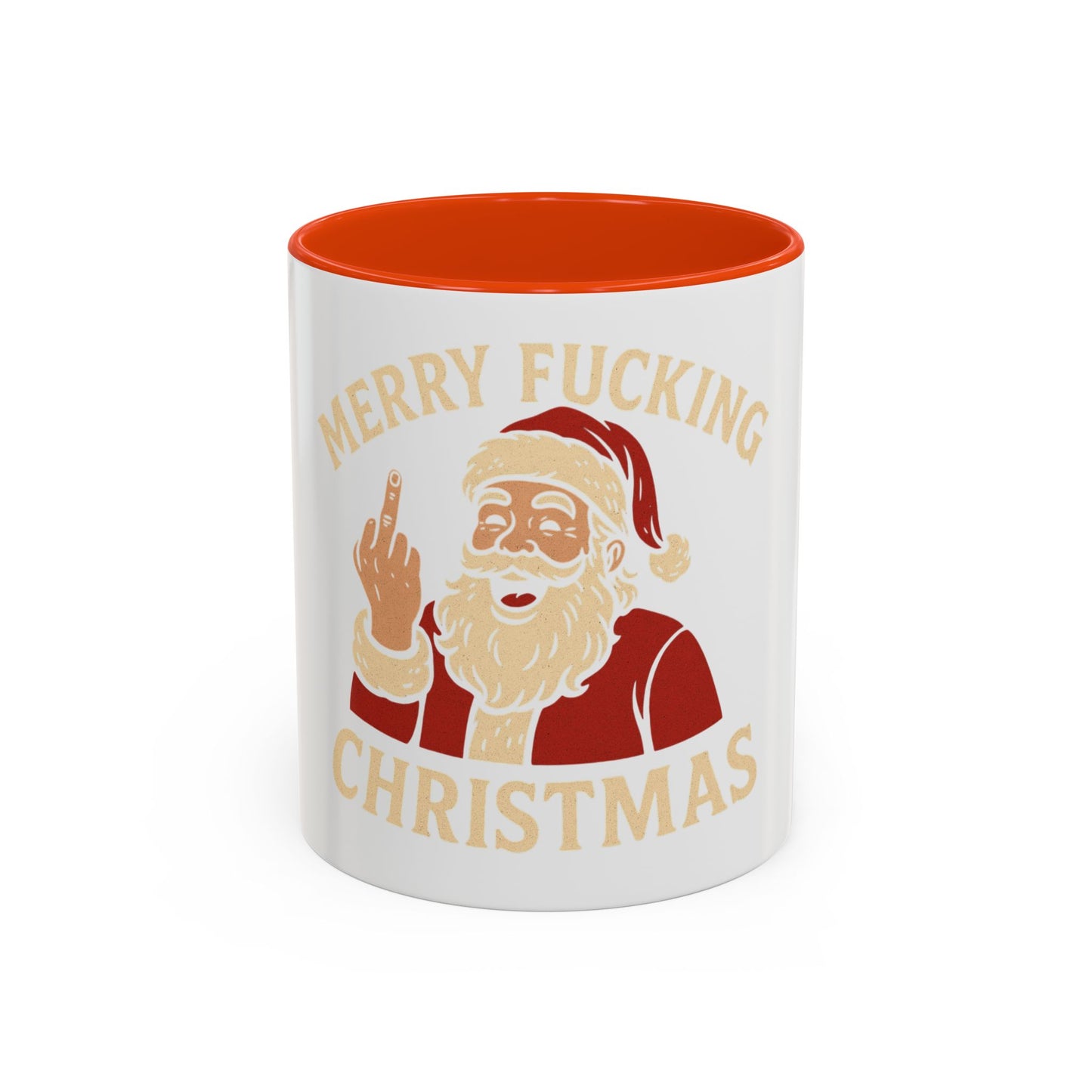 Irreverent Merry Christmas Mug — Funny Santa Middle Finger Coffee Cup (11oz & 15oz)