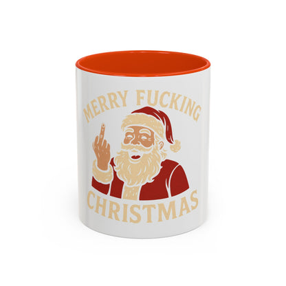 Irreverent Merry Christmas Mug — Funny Santa Middle Finger Coffee Cup (11oz & 15oz)