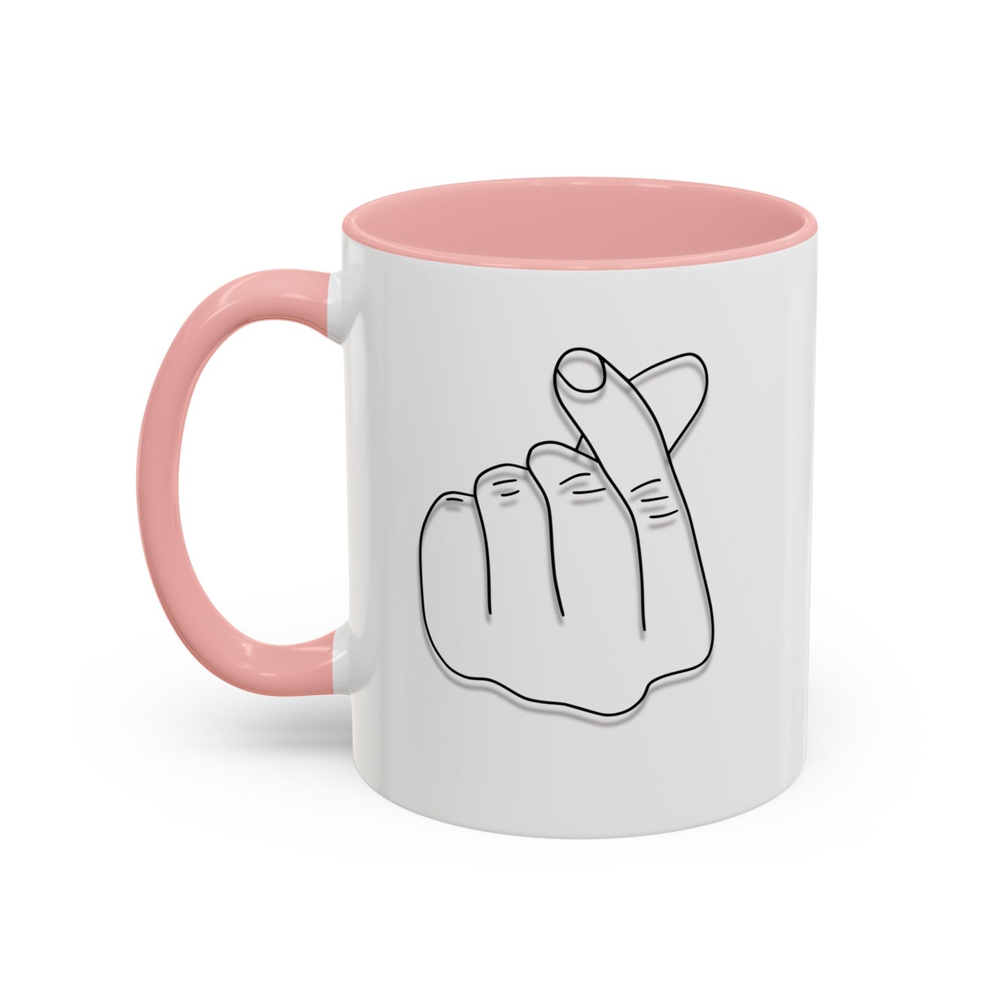 K-Pop Accent Mug - Love Gesture Design (11oz, 15oz), Korean Pop Coffee Cup, K-Pop Lover Gift, Cute Drinkware, Unique Mug