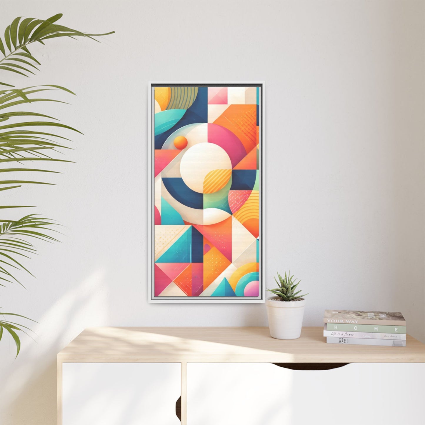Colorful Geometric Abstract Art Matte Canvas Framed
