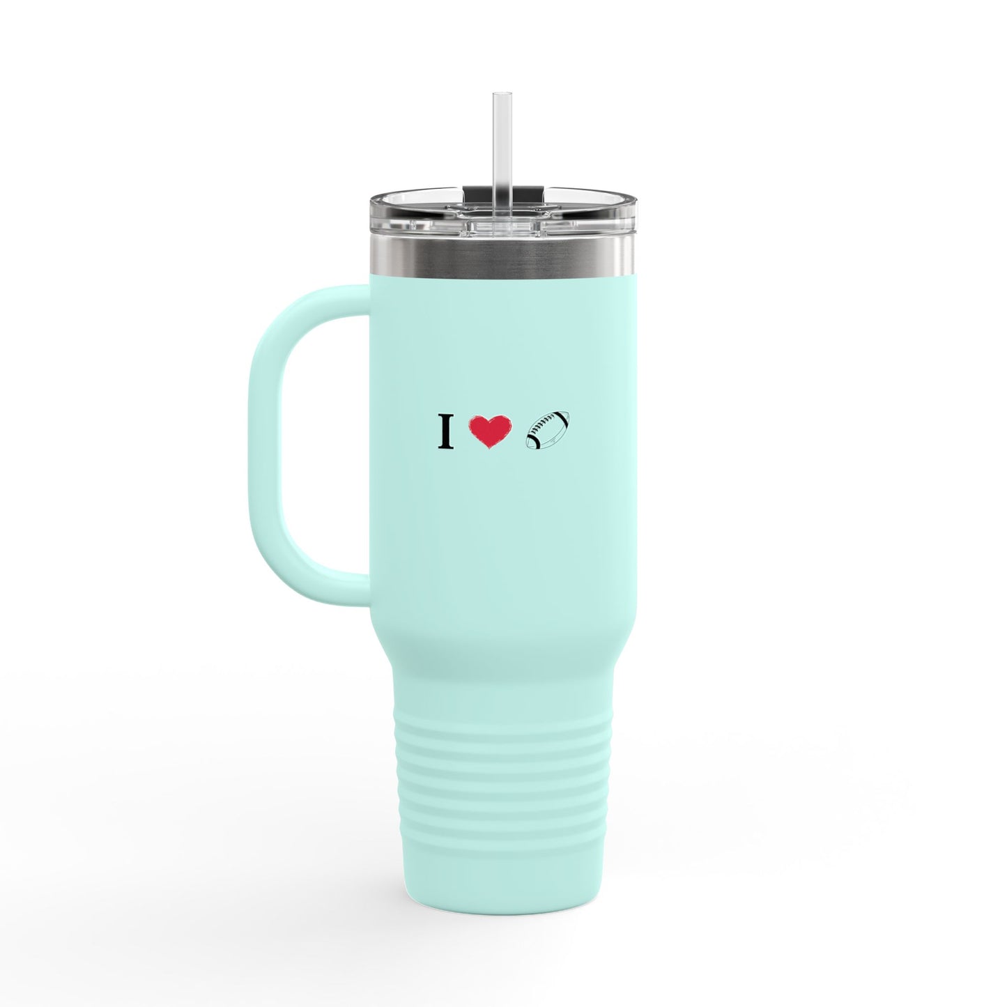 I Love Football Insulated Travel Mug, 40oz - Perfect For Writers, Students, Teachers | Funny Gift | Travel Coffee Mug | Stylish Tumbler | [...] - TRV