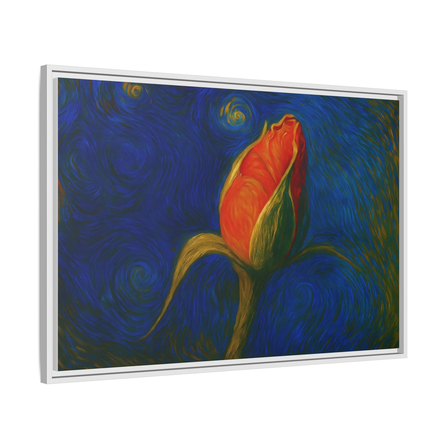 Red Rose Bud Painting Canvas Framed | Matte Wall Art - TRV