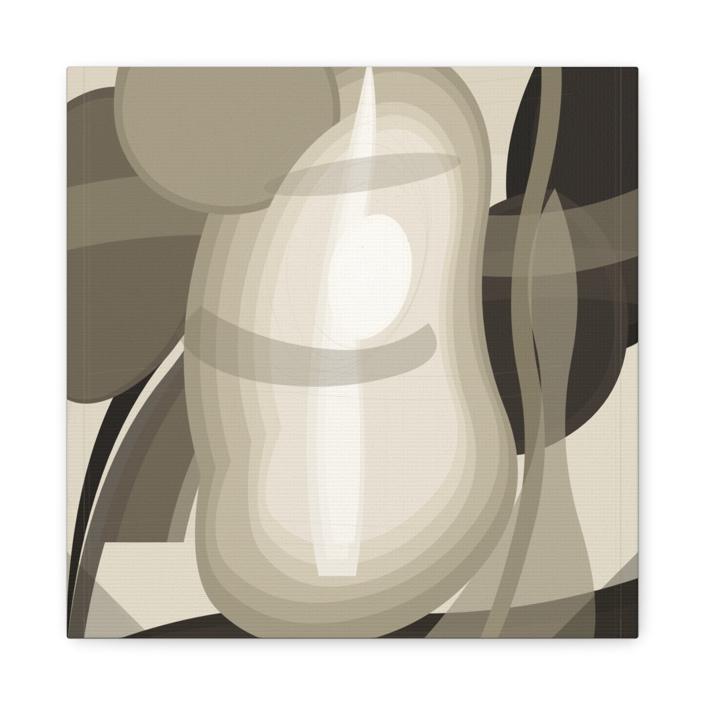 Abstract neutral pear still life artwork on canvas, featuring a modern, soft-toned fruit composition by Printify.