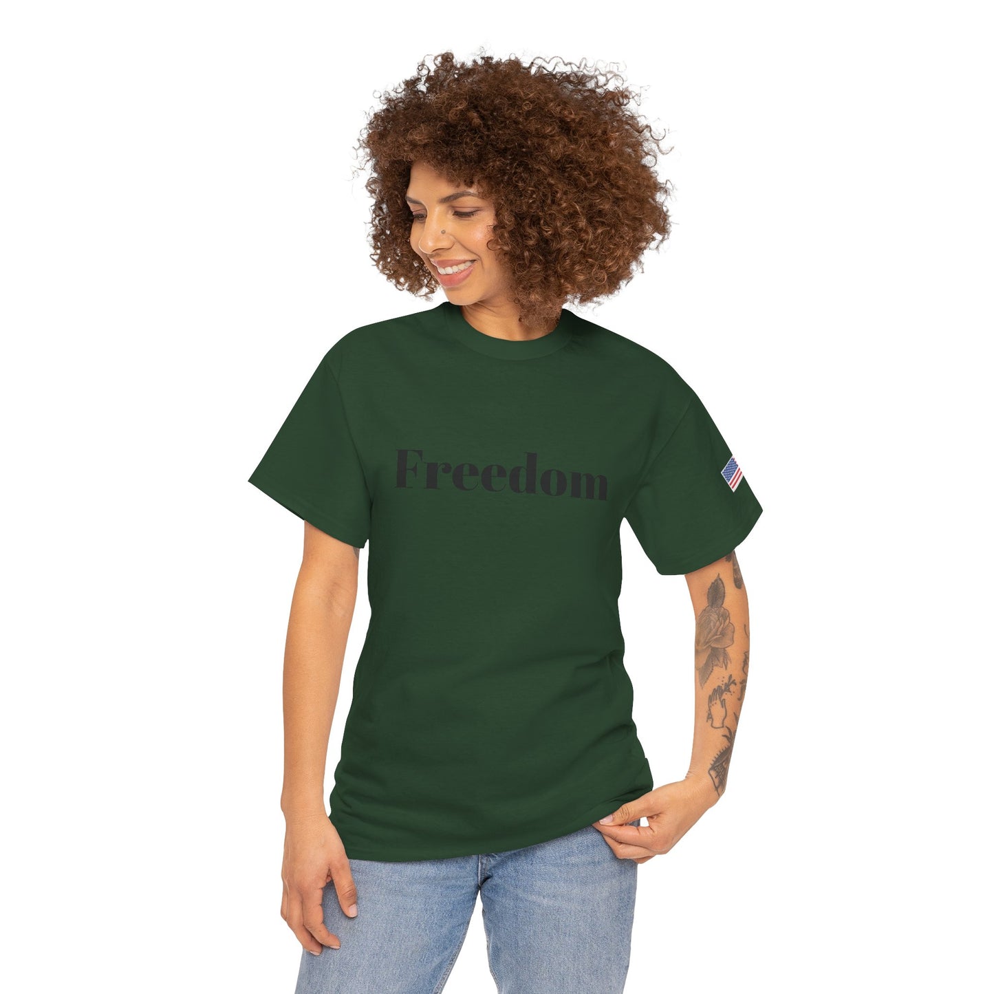 Freedom script tee | T-Shirt, American flag sleeve - TRV