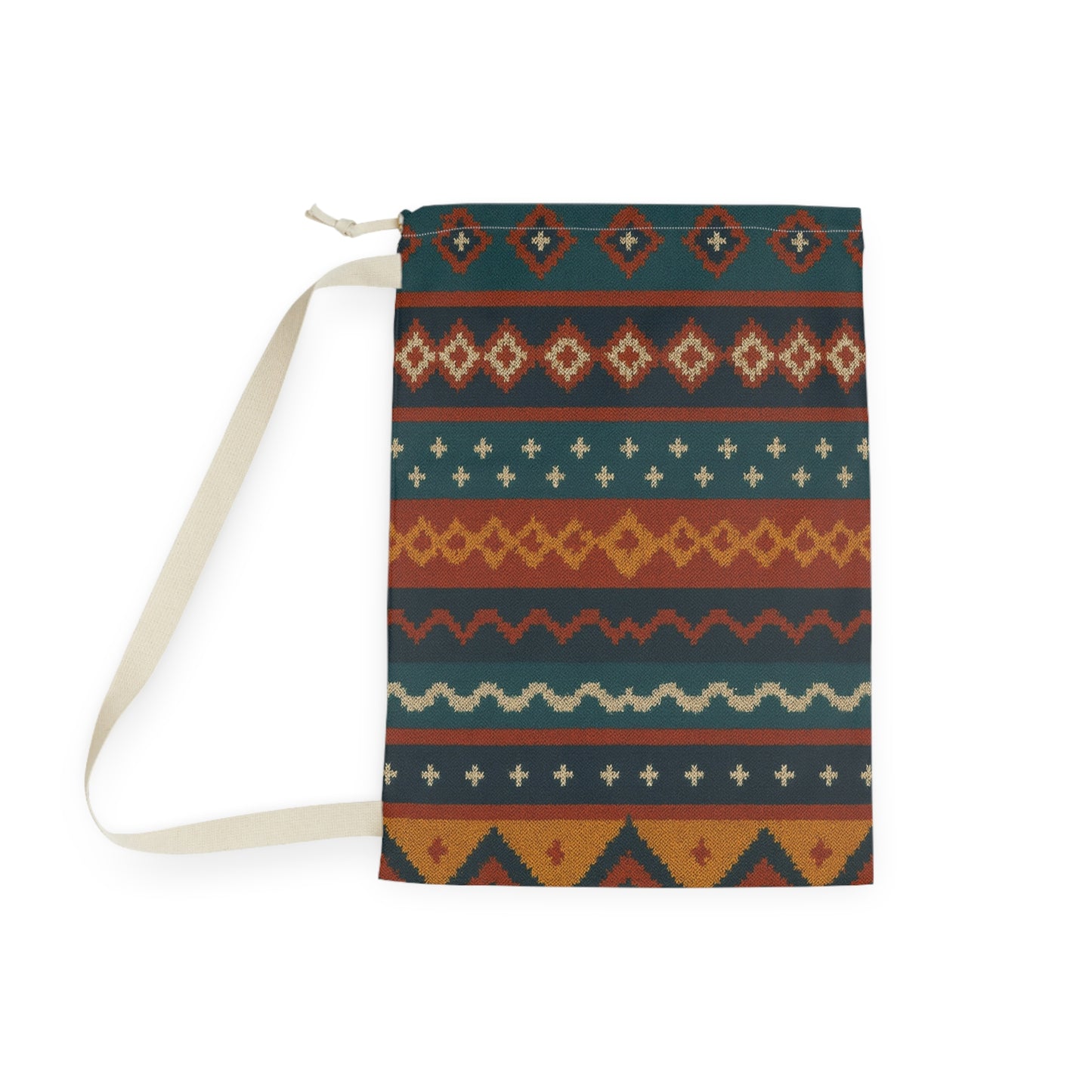 Southwestern Aztec Pattern Laundry Bag | Boho Geometric Drawstring Pouch - TRV