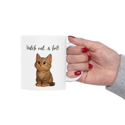 Latte Lover Ceramic Mug — Cute Coffee Cat Illustration (11oz, 15oz)