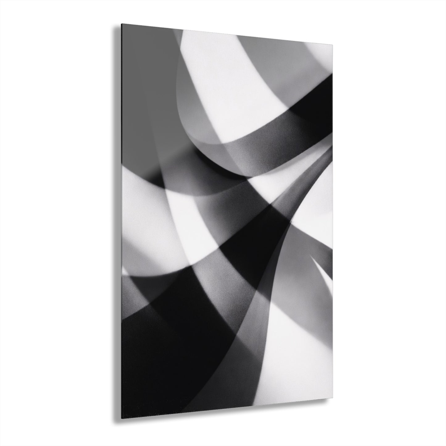 Abstract black and white geometric acrylic print wall art with French cleat hanging, modern home decor by Printify