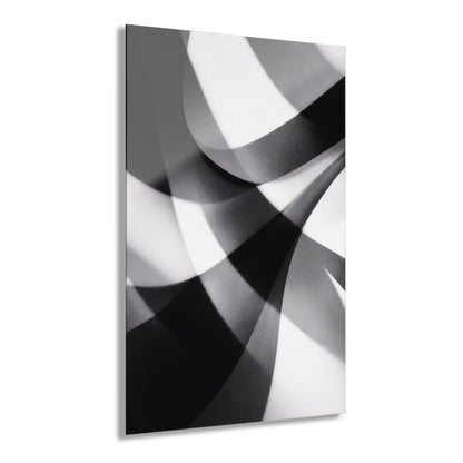 Abstract black and white geometric acrylic print wall art with French cleat hanging, modern home decor by Printify