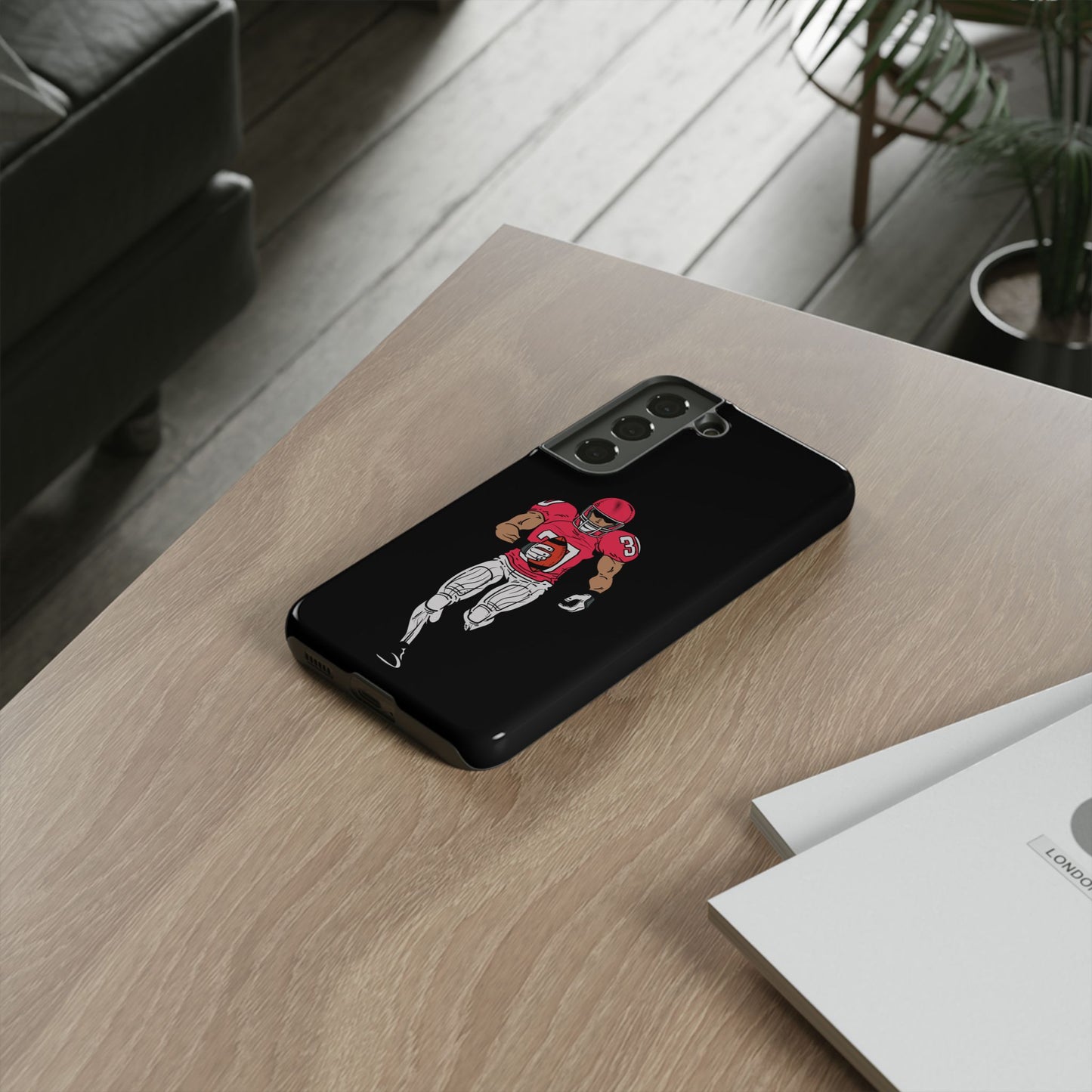 Football Player Tough Phone Case – Protective Black Sports iPhone Case