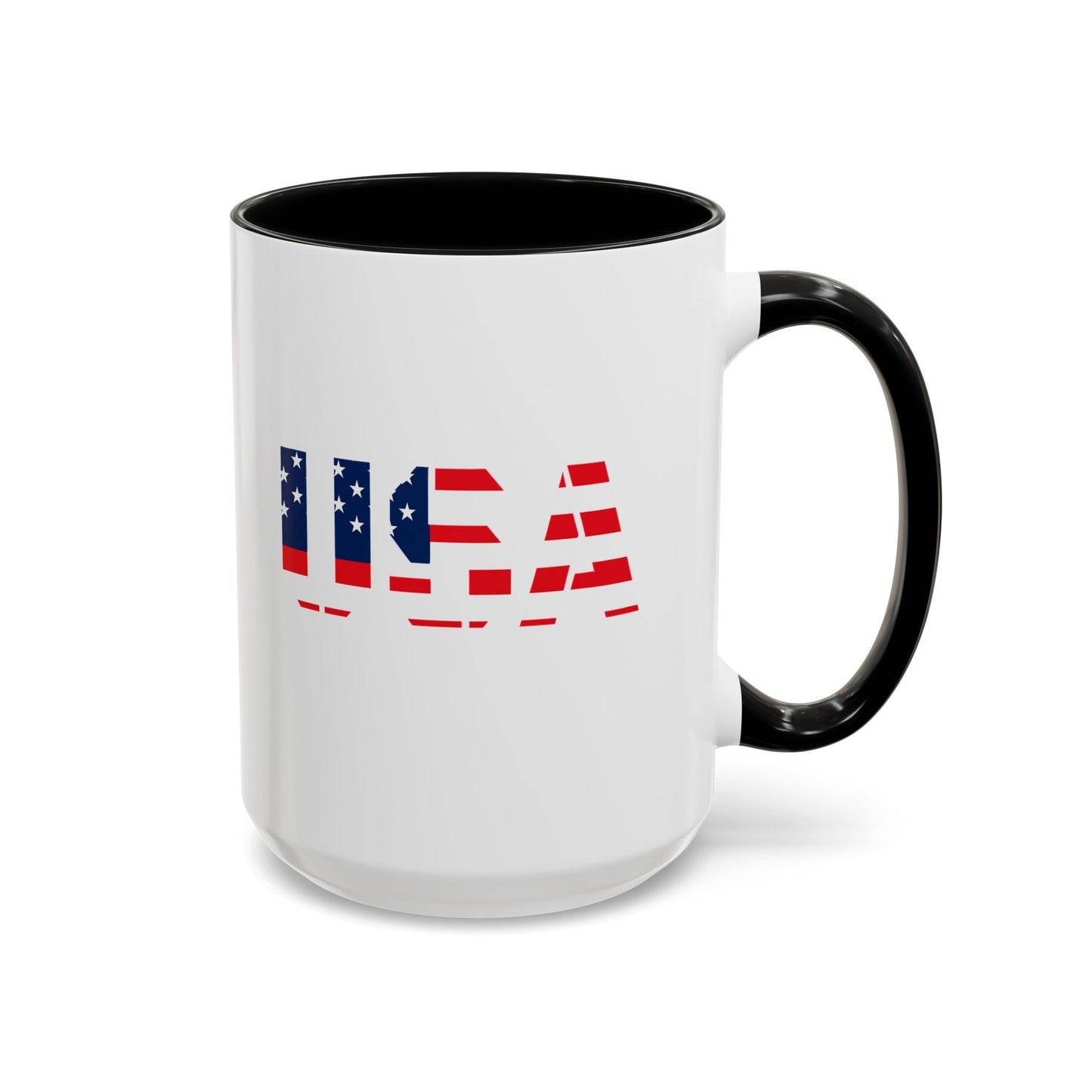 USA Flag Accent Coffee Mug — Patriotic 11/15oz Ceramic Coffee Cup
