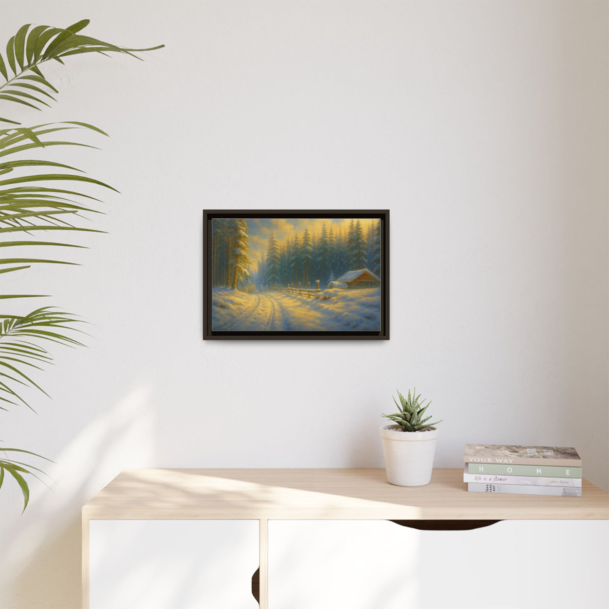 Wall Art Print, Winter Cabin Decor, Nature Scene, Holiday Gift, Cabin Vibes, Christmas Decoration, Matte Canvas, Framed - TRV
