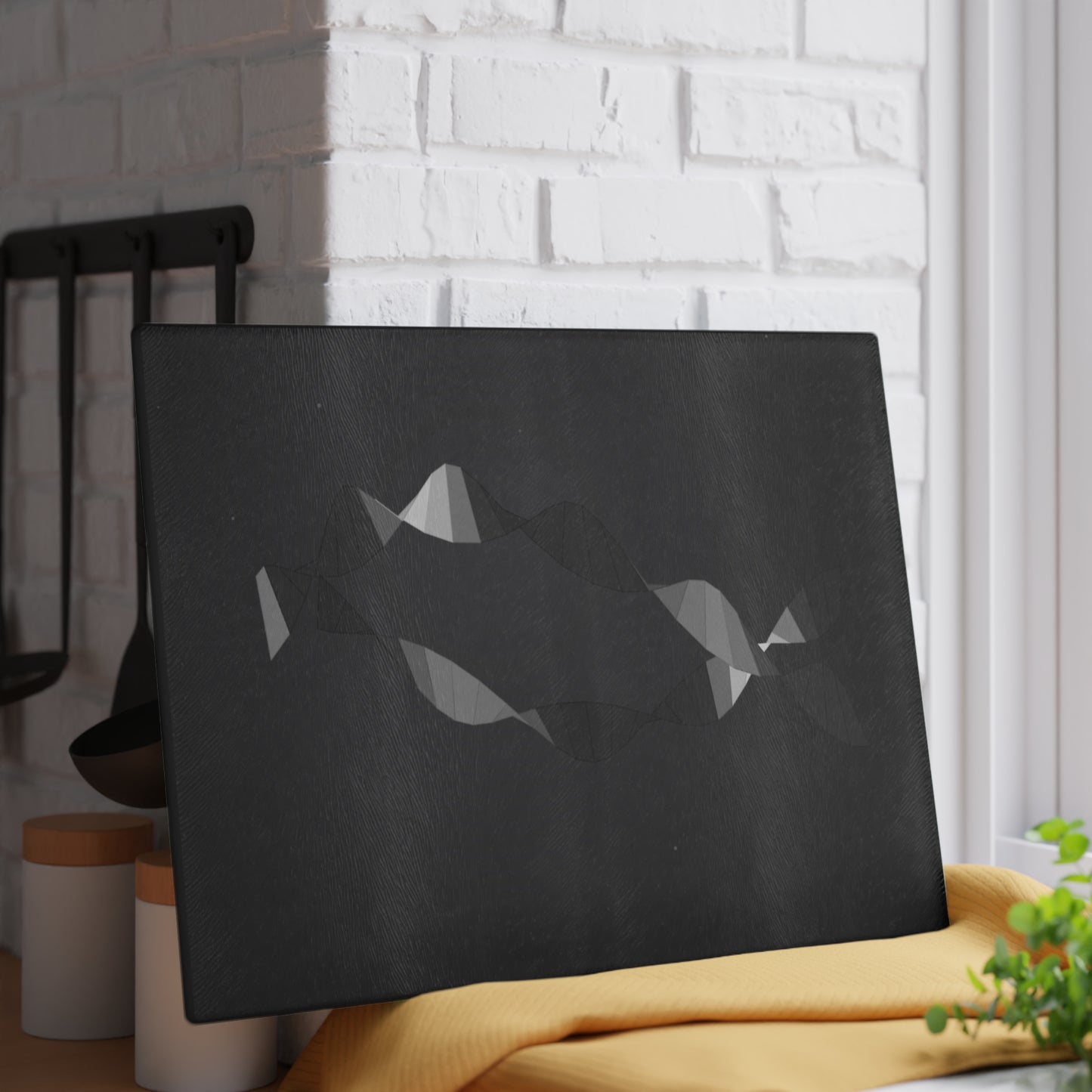 Abstract Geometric Fish Glass Cutting Board | Modern Kitchen Décor