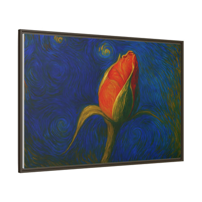 Red Rose Bud Painting Canvas Framed | Matte Wall Art - TRV