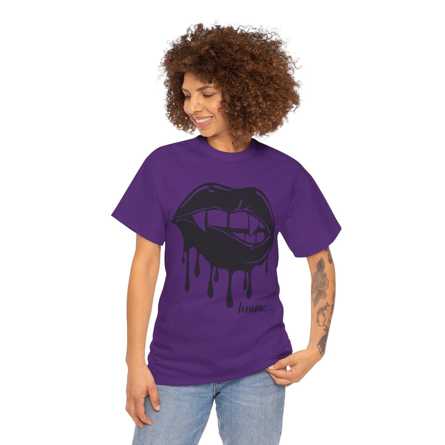 Edgy Graphic Tee - Dripping Lips Design - Unisex Heavy Cotton Tee