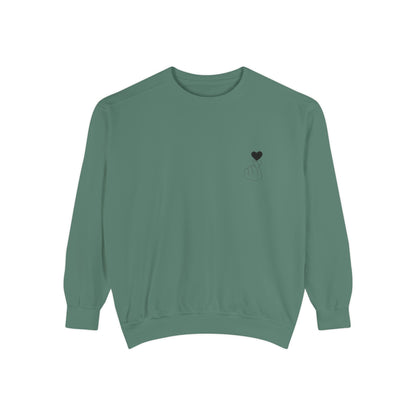 Unisex Garment-Dyed Sweatshirt with Heart Design - Cozy & Stylish
