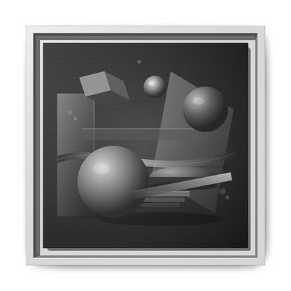 Monochrome Geometric Spheres Canvas Framed Wall Art | Matte Print