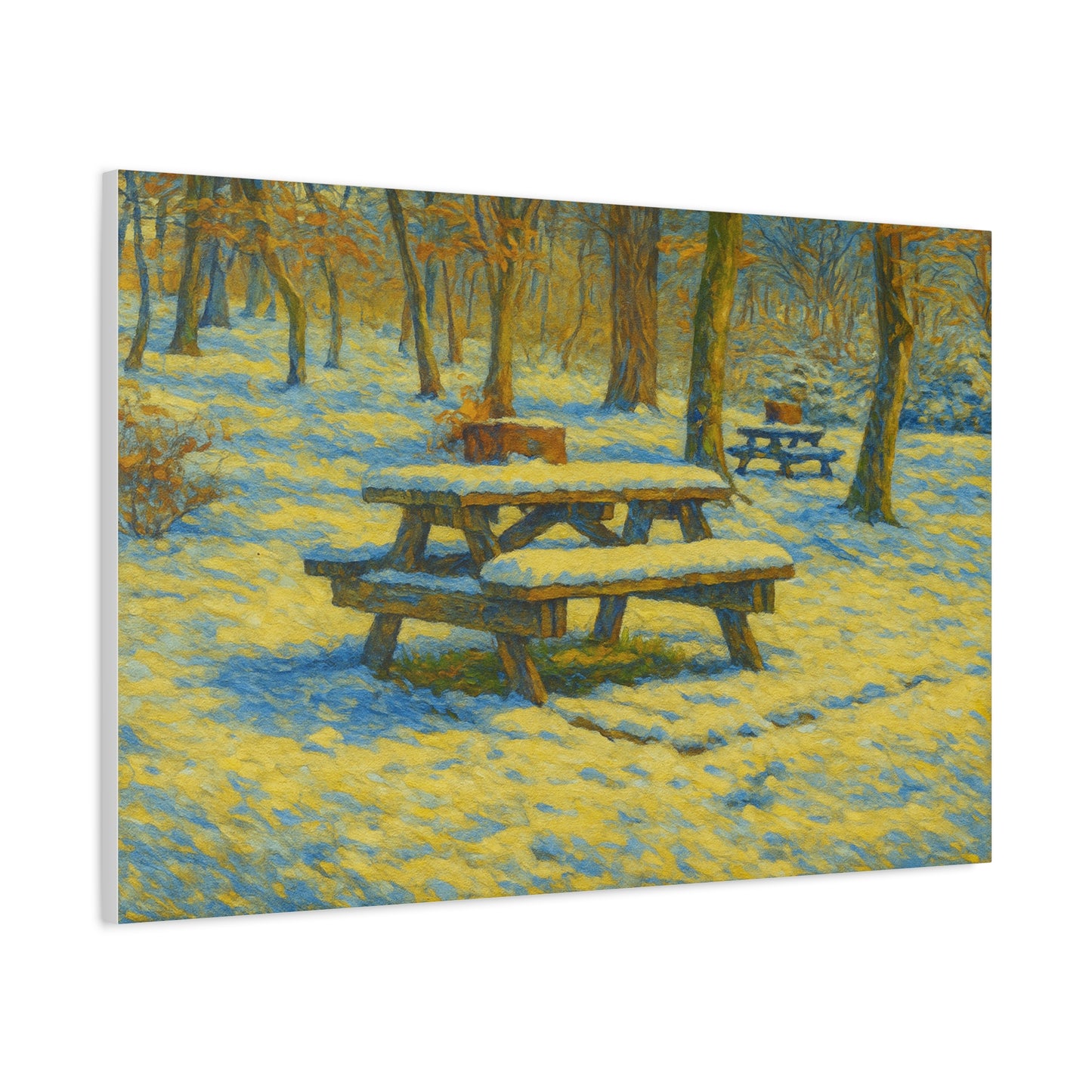 Winter Picnic Canvas Art Print, Cozy Home Decor, Seasonal Wall Art, Nature-Inspired Artwork, Perfect for Holidays - TRV